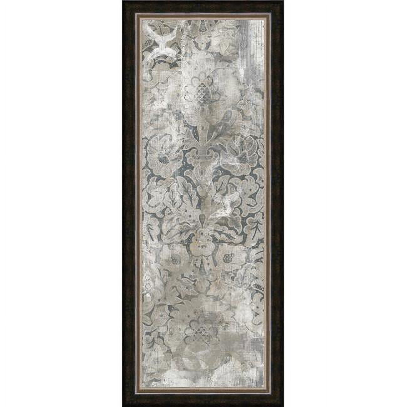 Weathered Damask Panel III Framed Textured Fine Art Print in Brown and Gold