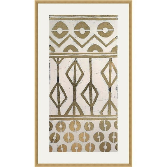 Somerset House Publishing 5731 Tribal Pattern in Cream I, Framed Fine Art Print with Glass - Gold Wooden