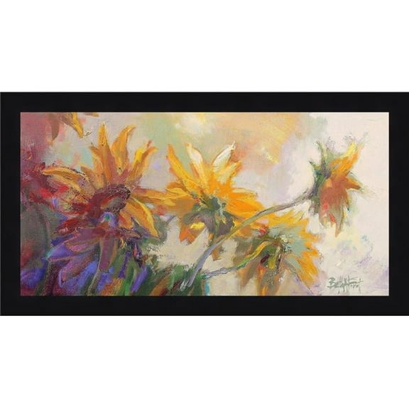 Somerset House Publishing 5749 Three Long Blossoms, Framed Textured Fine Art Print - Smooth Black