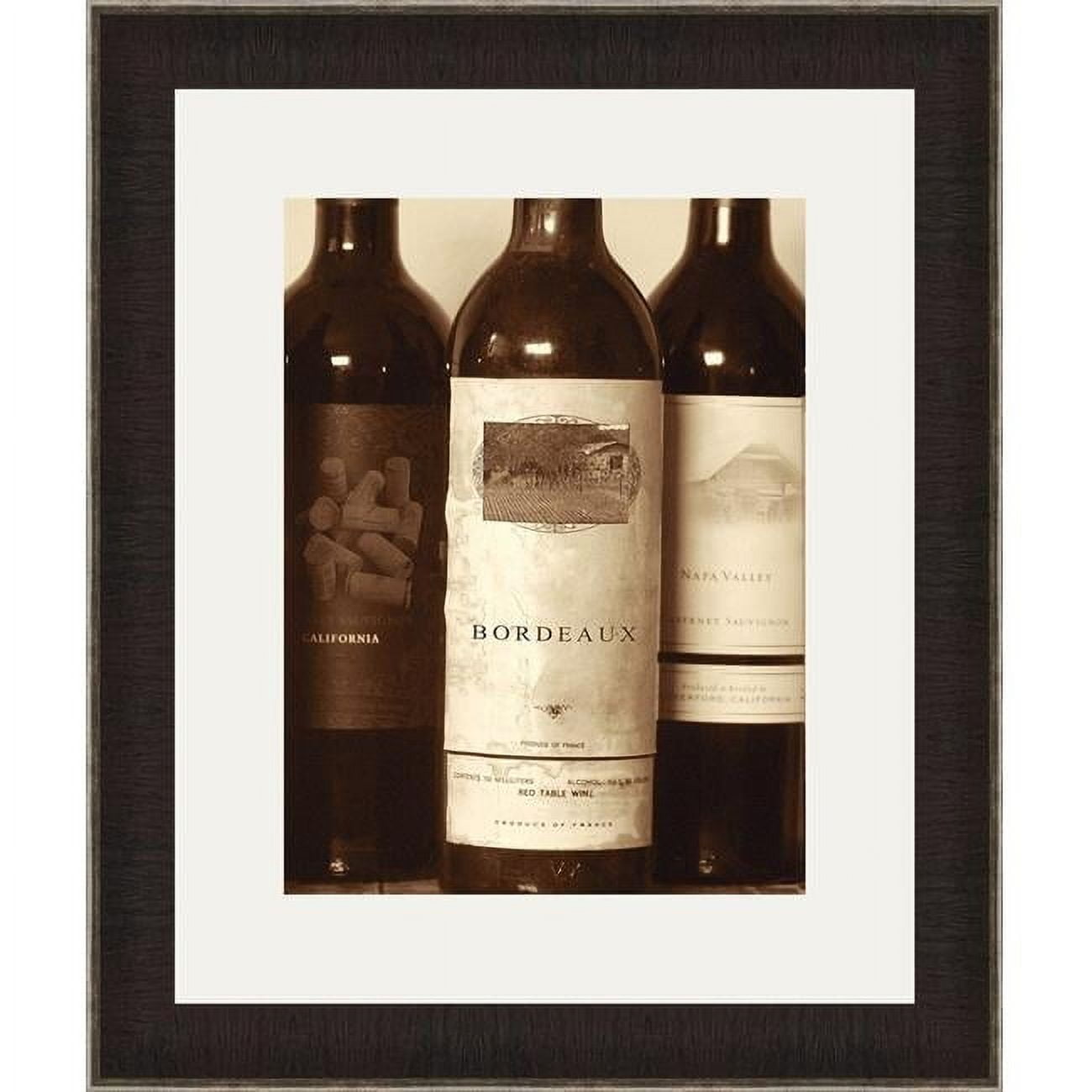 Silver and Brown Framed Wine Bottles Print on Paper