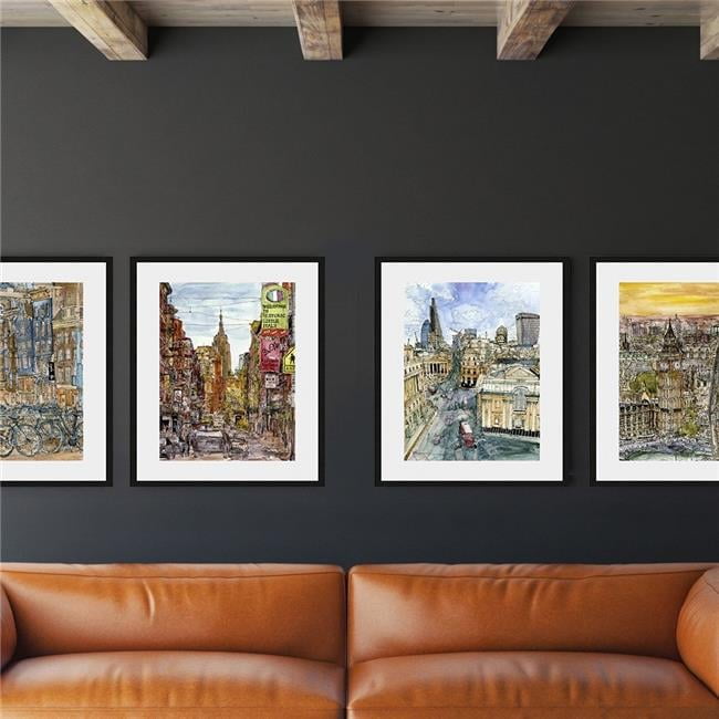 City Scene II 23" x 17" Black Matte Framed Art Print