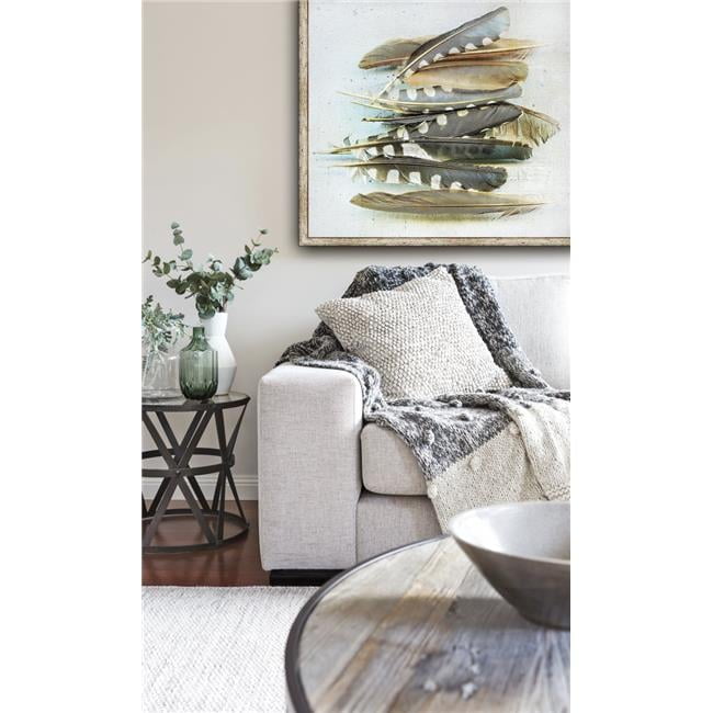 Spotted Feather Study 31.25" Framed Canvas Art in Distressed White