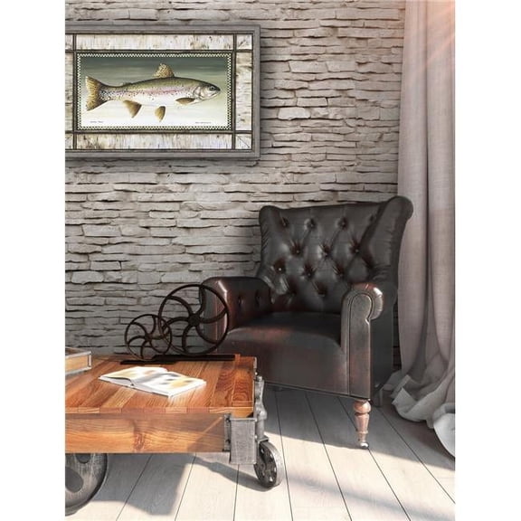 Somerset House Publishing V8151 19.5 x 28.5 in. Rainbow Trout Birch Border Framed Canvas Art