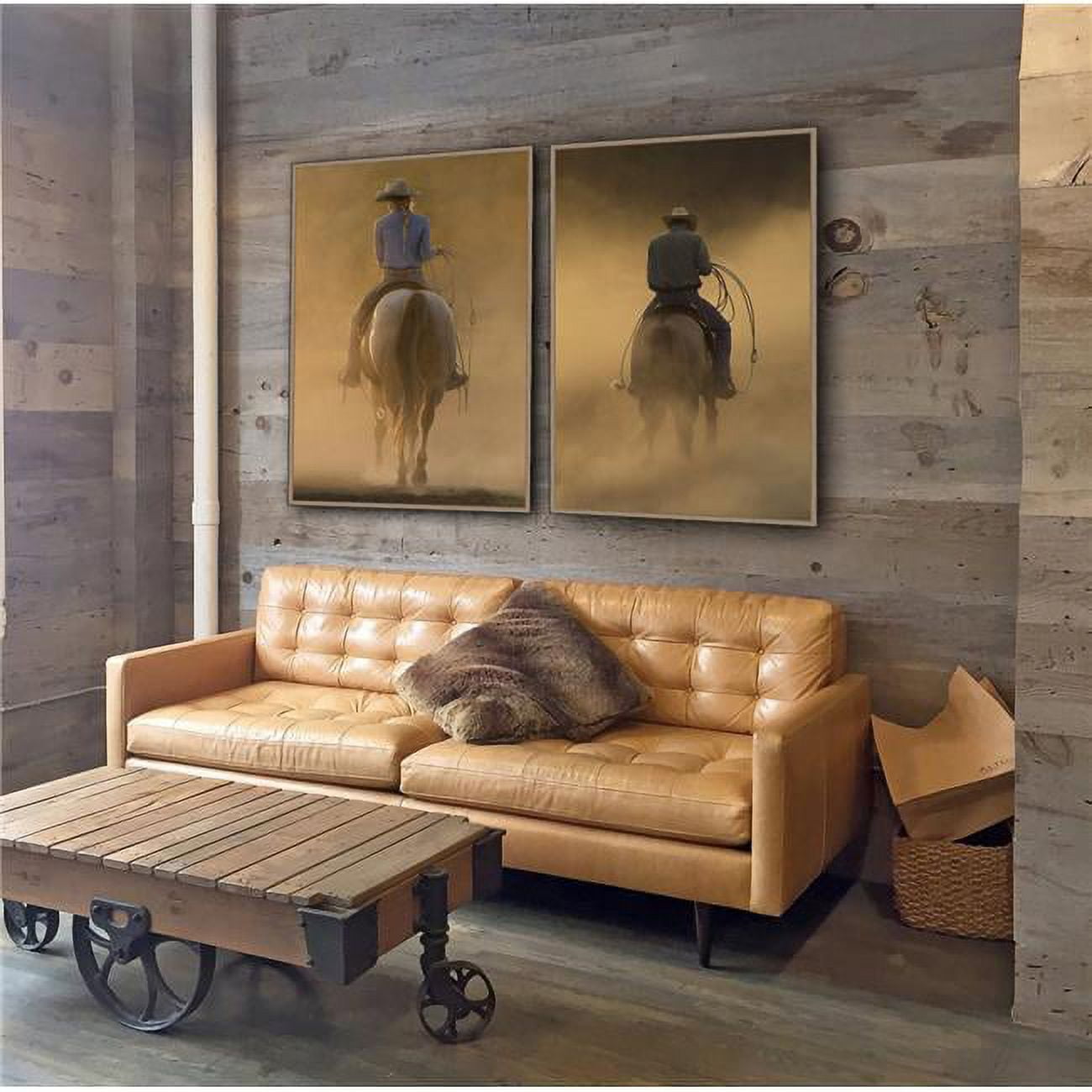 Teo on the Ranch Southwestern Brown Canvas Art with Wooden Frame