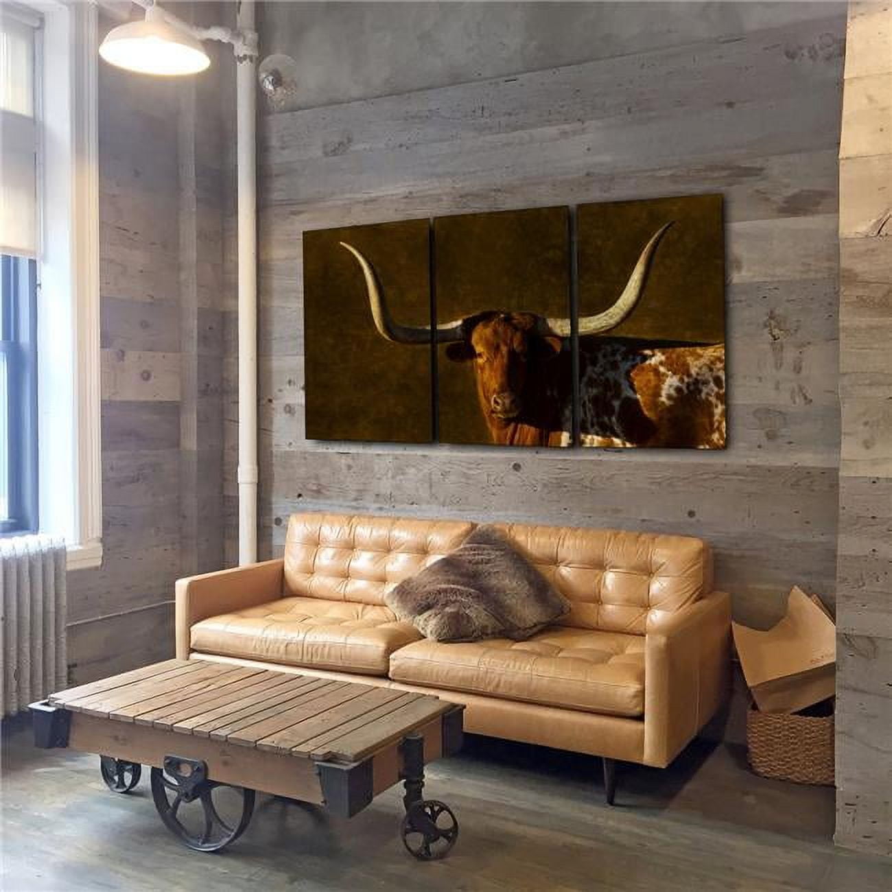Texas Heritage Sepia Longhorn Triptych Canvas Art Set