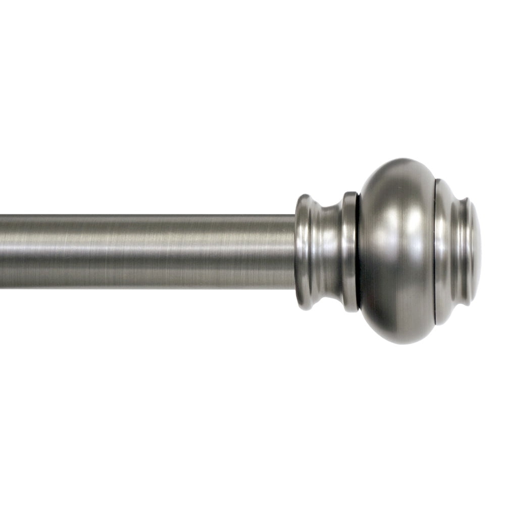 Lumino 1" Plated Pewter Somerset Knob Adjustable Single Curtain Rod Set, 42"-120"
