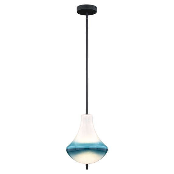 Somerset LED Bronze Mini Pendant Ceiling Light Blue and White Glass