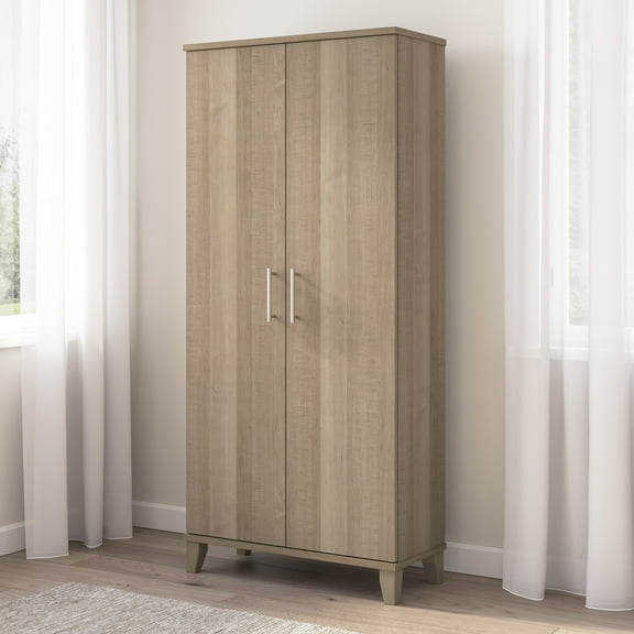 Somerset Tall Storage Cabinet with Doors in Ash Gray - Engineered Wood