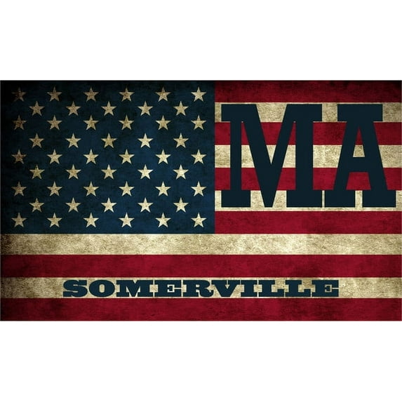 Somerville MA Massachusetts Middlesex County Vintage US Flag Decal Bumper Sticker 3M Vinyl 3" x 5"