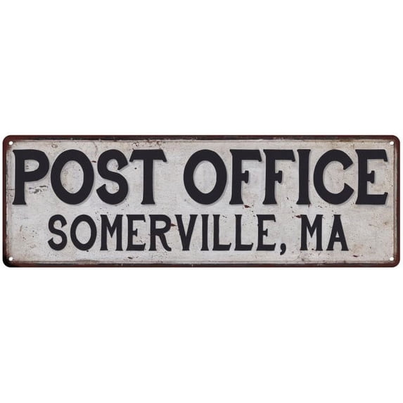 Somerville, Ma Post Office Metal Sign Vintage 8x24 108240011406