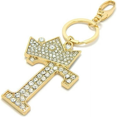 Sometheme Special Large Rhinestone Studded Alphabet Letter Initial Keychain