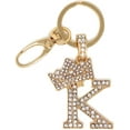 thumbnail image 1 of Sometheme Special Rhinestone Stud Initial Letter charm Keychain in Gold Tone, 1 of 5