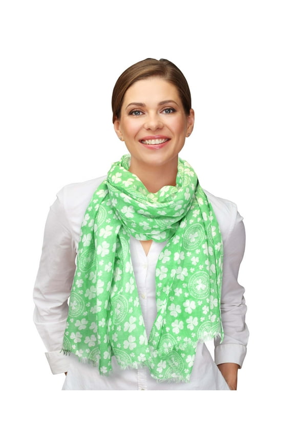Women's St Patrick's Day Clover Shamrock Scarf - Green