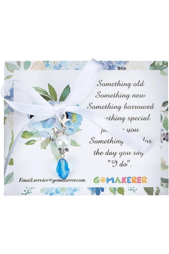 Something Blue Bouquet Charm Something Blue Wedding Bouquet Charms Guardian Angel Charm with A Gift Card for Bridal Flowers DIY Making