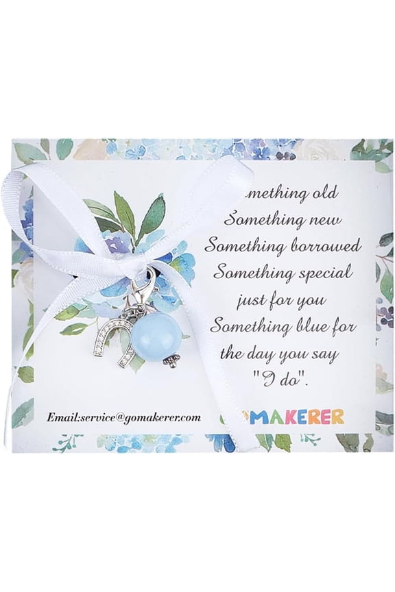Something Blue Bouquet Charm Something Blue Wedding Bouquet Charms Guardian Angel Charm with A Gift Card for Bridal Flowers for DIY Platinum
