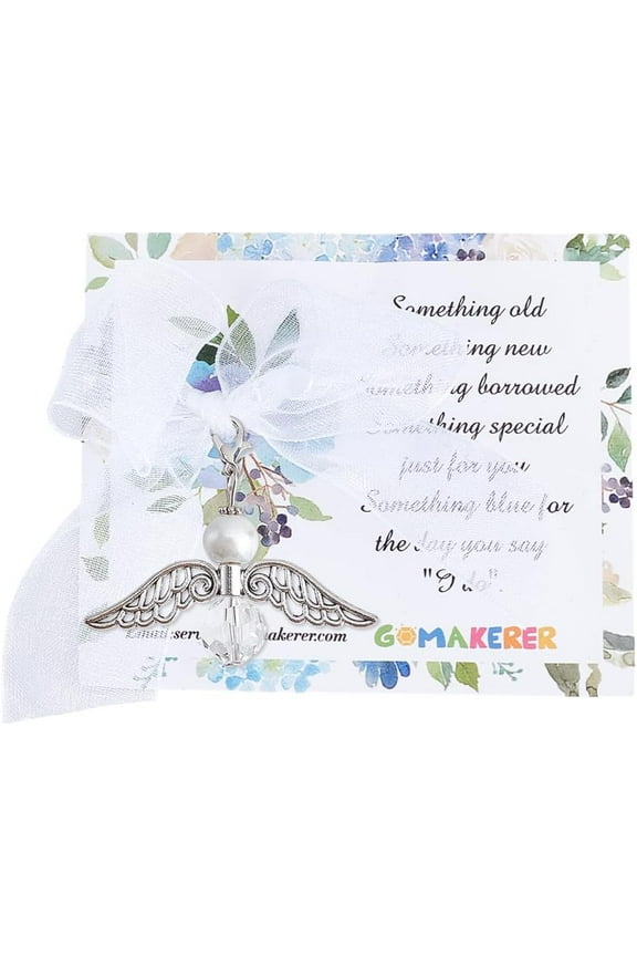 Something Blue Bouquet Charm Something Blue Wedding Bouquet Charms Guardian Angel Charm with A Gift Card for Bridal Flowers for DIY handcrafting