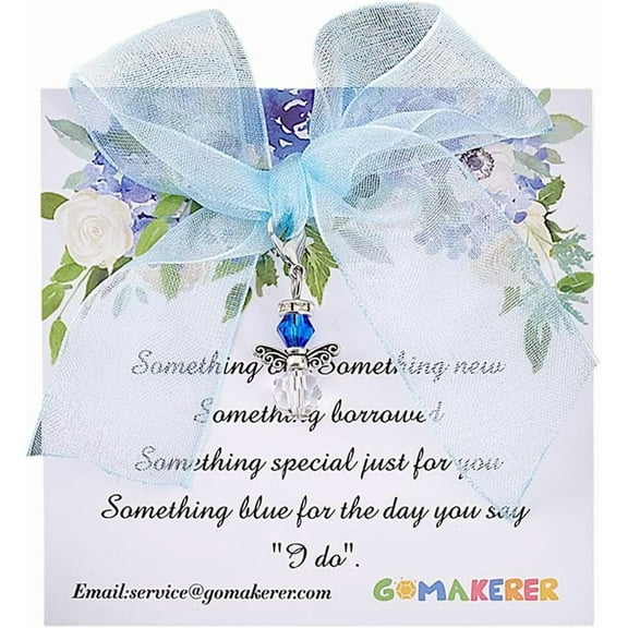 Something Blue Bouquet Charm Something Blue Wedding Bouquet Charms Guardian Angel Charm with A Gift Card for Bridal Flowers for DIY