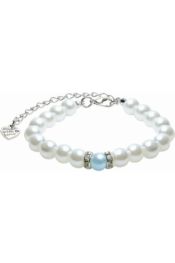 Something Blue Bracelet for Bride - Bridal Shower Gift, Wedding Accessory, 8mm Bead Bracelet With Meaningful Card