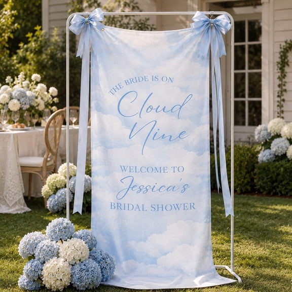 Something Blue Bridal Shower Banner, Personalized Bride To Be Welcome Sign, Custom Blue Bow Party Decor