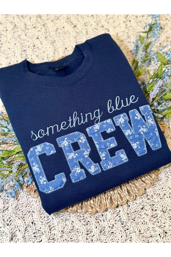 Something Blue Crew Sweatshirt, Embroidered Bridal Sweatshirt, Coquette Bridesmaids Sweatshirt, Bridesmaide Embroidered Sweater, I Do Crew