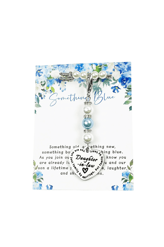 Something Blue Gift for Bride Daughter in Law Bouquet Charm Pin From Mother in Law Bridal Party Gifts Wedding Day Accessories