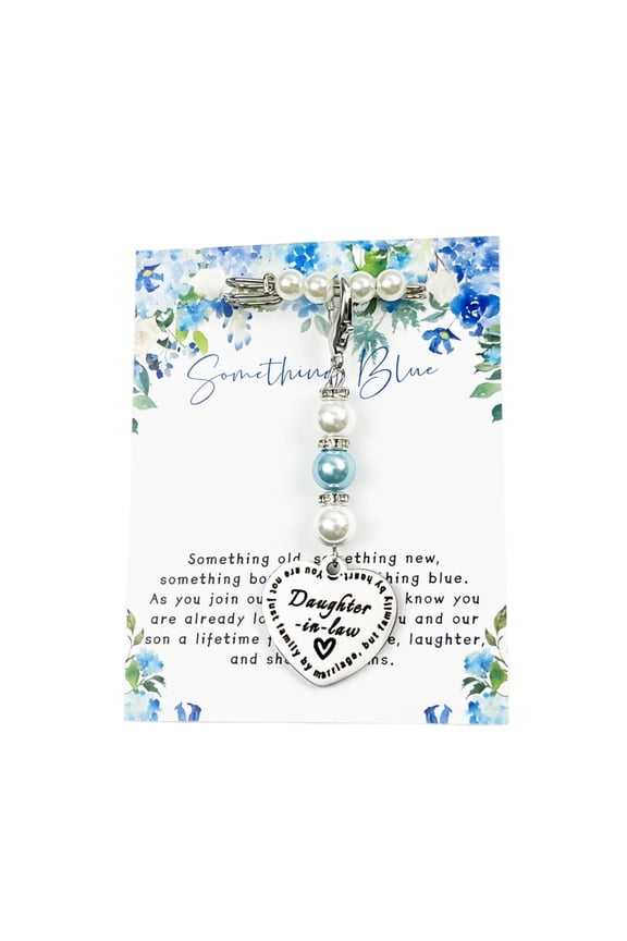 Something Blue Gift for Bride Daughter in Law Bouquet Charm Pin From Mother in Law Bridal Party Gifts Wedding Day Accessories