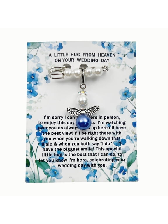 Something Blue Guardian Angel Bridal Charm, Memorial Wedding Bouquet Charm, Hug from Heaven for Bride, Wedding Gift in Memory of Mom or Dad