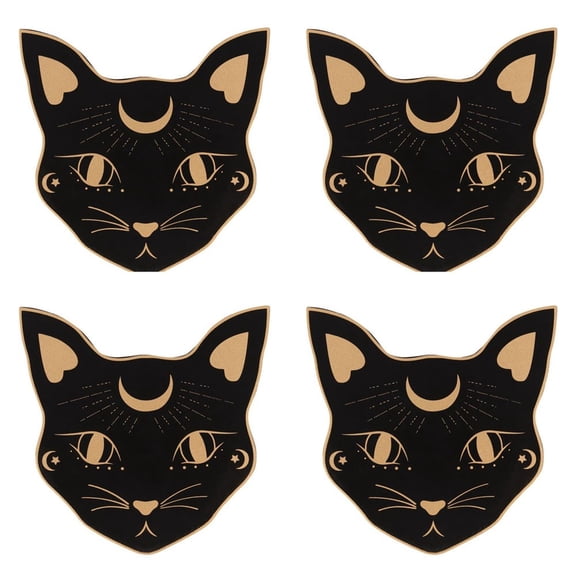 Something Different Mystic Mog Cat Face Coaster Set (Pack of 4)