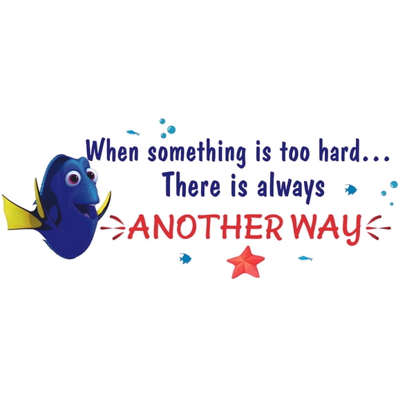 When Something Is Too Hard There Is Always Another Way | 12" x 30" Removable Bedroom Living Room Dory Finding Nemo Movie Wall Art Decal Quotes Design - Vinyl Adhesive Home Wall Sticker Decoration