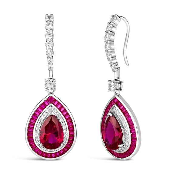 Something Old, Something New! Adorn yourself with TheJewelryHut Designer Vintage Inspired Red and White Crystalline in Silver Drop Earrings
