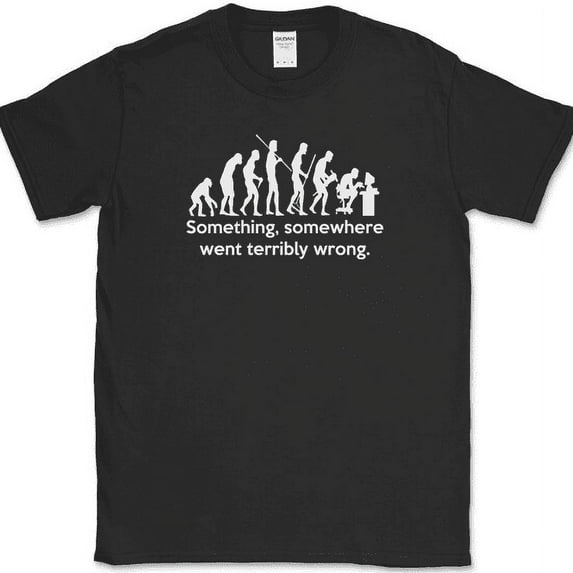 Something Somewhere Went Terribly Wrong T-Shirt Funny Nerd Computer Tee - Black, XL