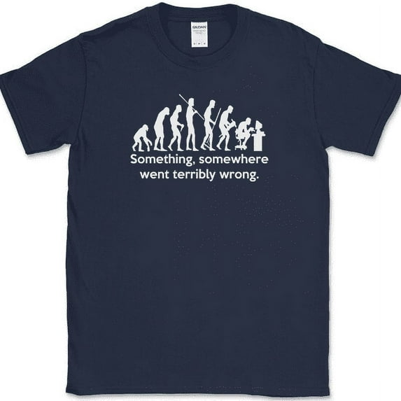 Something Somewhere Went Terribly Wrong T-Shirt Funny Nerd Computer Tee - Navy, S