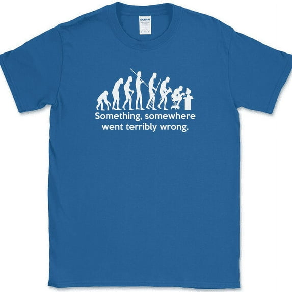 Something Somewhere Went Terribly Wrong T-Shirt Funny Nerd Computer Tee - Royal Blue, L