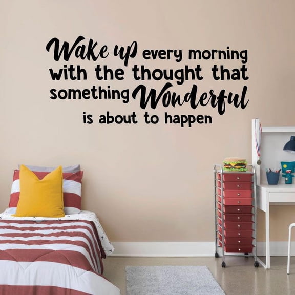 Something Wonderful Is Going To Happen - Inspirational Motivational Quote Positive Life Vinyl Wall Decal Wall Art Wall Decoration Home Room Bedroom Living Room Home Décor Design Size (40x35 inch)