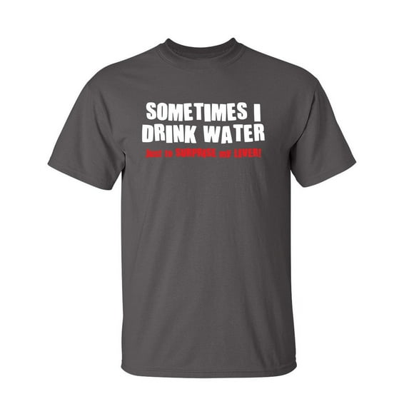 Sometimes I Drink Water Adult Humor Graphic Novelty Sarcastic Funny T Shirt XL Charcoal
