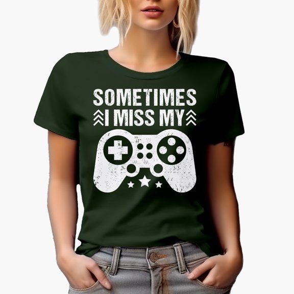 Sometimes I Miss My Game Controller, Video Gamer, Military Green T-Shirt, Large