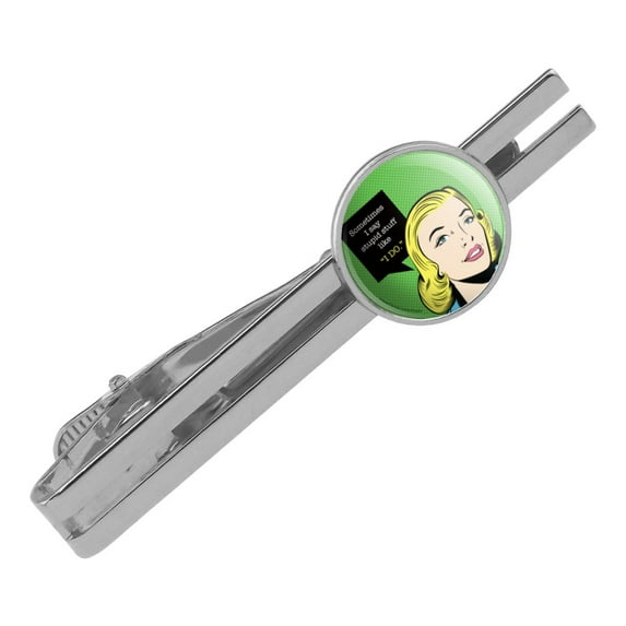 Sometimes I Say Stupid Stuff like I DO Funny Humor Round Tie Bar Clip Clasp Tack Silver Color Plated
