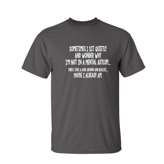 Sometimes I Sit Quietly And Wonder Why I'm Not In A Mental Asylum Sarcastic Humor Graphic Novelty Funny Tall T Shirt