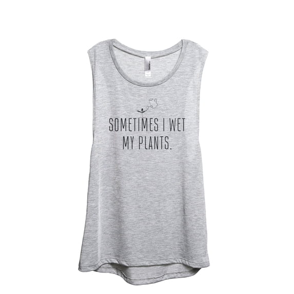 Sometimes I Wet My Plants Women's Fashion Sleeveless Muscle Workout Yoga Tank Top Sport Grey Large