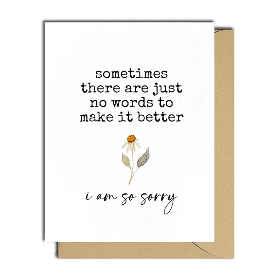 Sometimes There Are Just No Words Sorry Card Thoughtful Blank Card with Flower Design Includes Envelope Perfect for Apologies and Sympathy Messages
