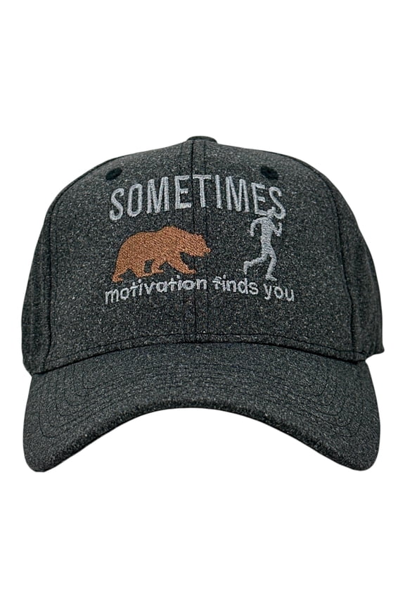 Sometimes Motivation Finds You Bear Hat Funny Sarcastic Graphic Novelty Cap