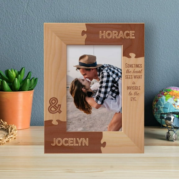 Sometimes The Heart Sees What Is Invisible To The Eye Personalized Wooden Frame 4" x 6" Brown (Vertical)