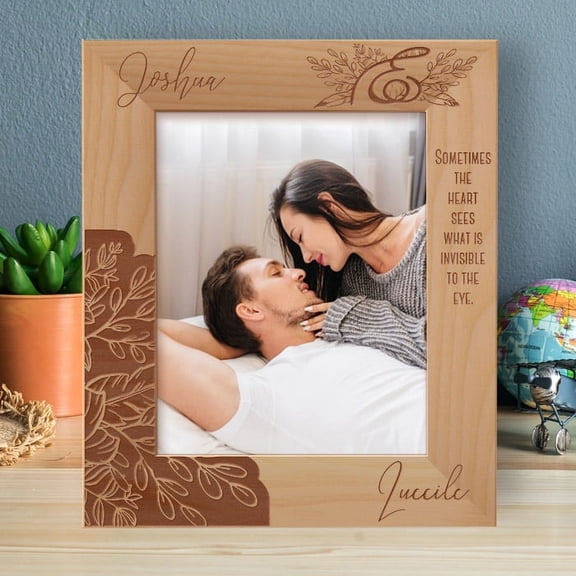 Sometimes The Heart Sees What Is Invisible To The Eye Personalized Wooden Frame 8" x 10" Brown (Vertical)