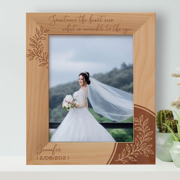 Sometimes The Heart Sees What Is Invisible To The Eye Personalized Wooden Frame 8" x 10" Brown (Vertical)