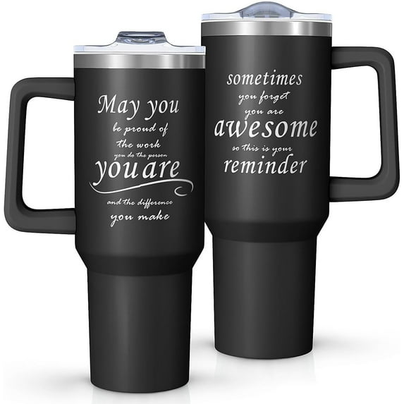 Sometimes You Forget You''re Awesome Gifts,40oz Tumbler With Handle And Straw,For Men And Women Thank Dad,Mom,Husband,Wife,Coworker, Best Friend,Stainless Steel Cup,Travel Coffee Mug Water Bottle