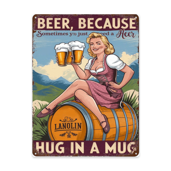 Sometimes You Need A Hug In A Cup Beer Retro Metal Wall Plaque 12x16 Inch Garage Or Workshop Industrial Style Interior Accent With Gallery Style Presence Indoor Wall Accent