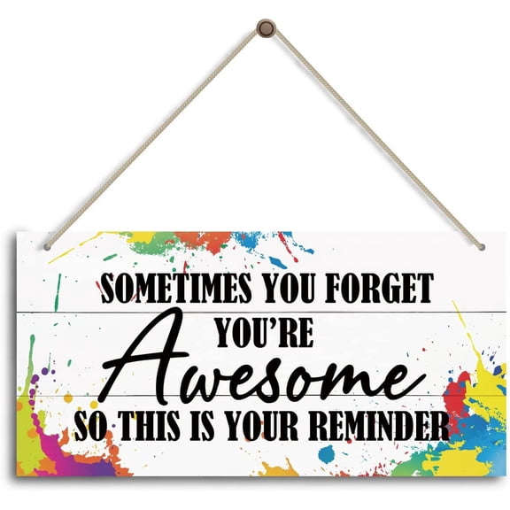 Sometimes you forget you’re awesome so this is your reminder Wood Blessed Sign for Home Decor Shelf, Farmhouse Blessed Wooden Sign Farmhouse Wall Decor, Blessed Home Decor Sign 10x5 Inch