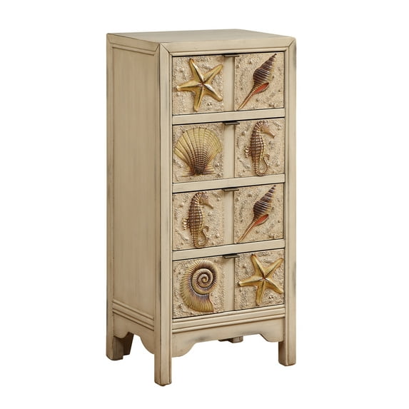 Somette 4-Drawer Distressed Sand Coastal Chest