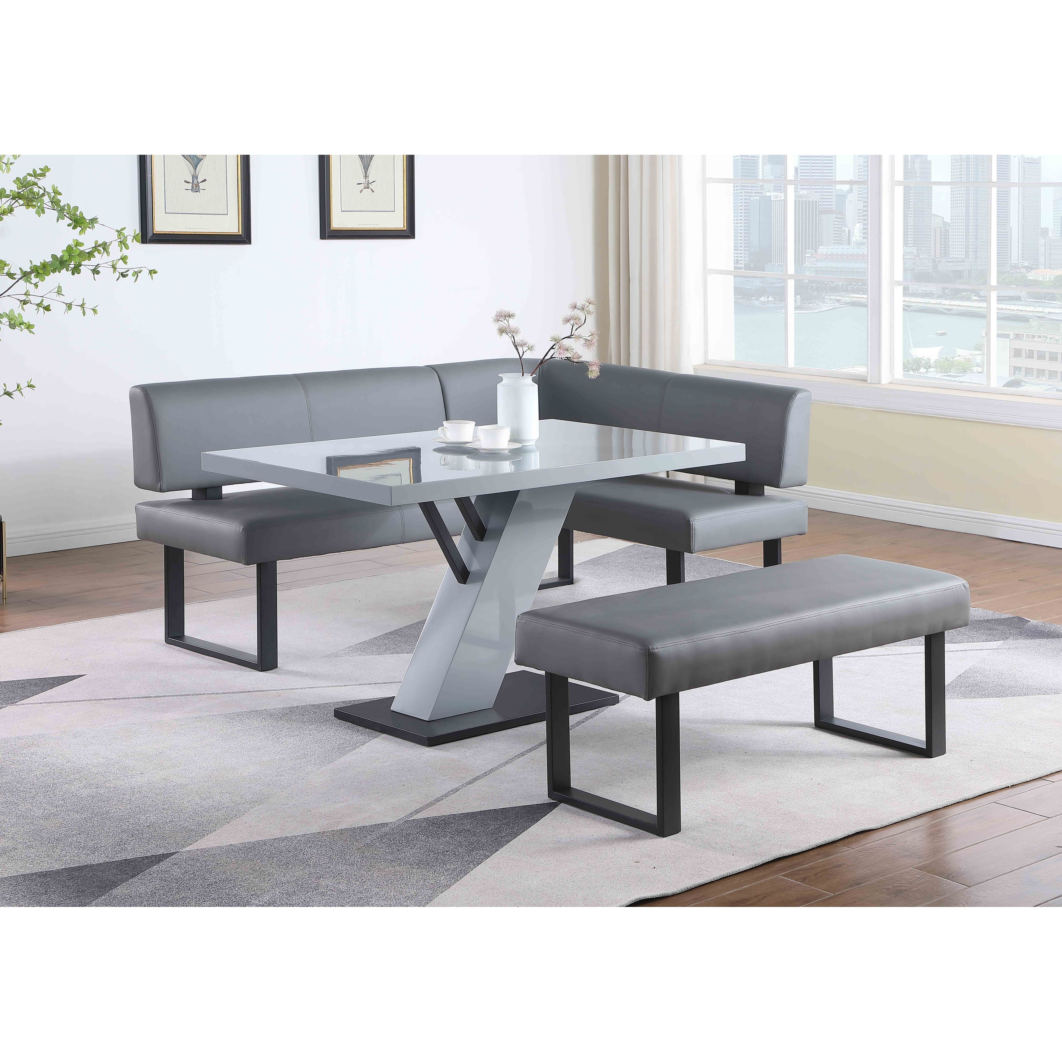 Somette Lillian Gloss Grey / Matte Black Dining Table