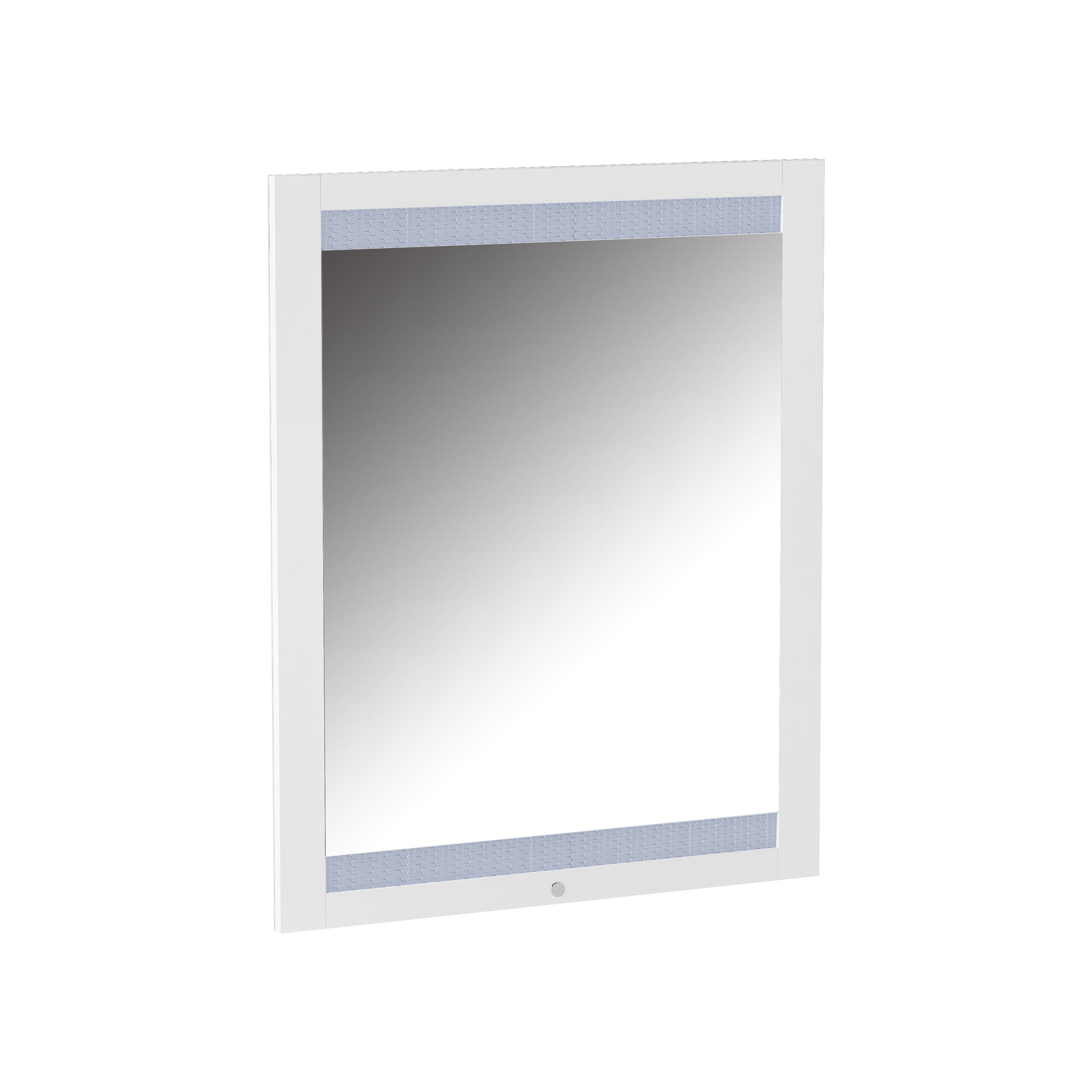 Modern White Laminate Framed Mirror with LED Light, 34" x 42"
